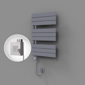 Radiva - Sirius Dekoratif Elektrikli Havlupan 500x800 Gri (KTX1 Termostat) 300W Spiral Kablolu