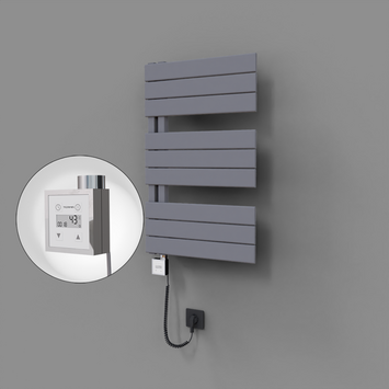 Radiva - Sirius Dekoratif Elektrikli Havlupan 500x800 Gri (KTX3 Termostat) 300W Spiral Kablolu