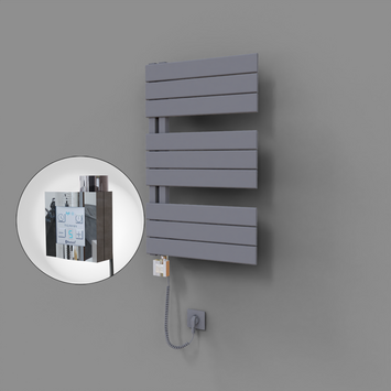 Radiva - Sirius Dekoratif Elektrikli Havlupan 500x800 Gri (KTX4 Termostat) 300W Spiral Kablolu
