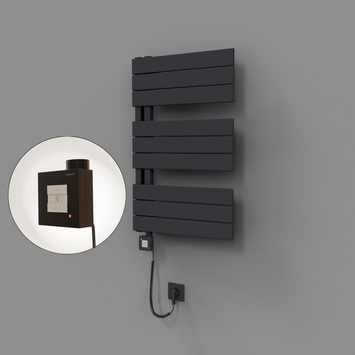 Radiva - Sirius Dekoratif Elektrikli Havlupan 500x800 Koyu Antrasit (KTX1 Termostat) 300W Spiral Kablolu