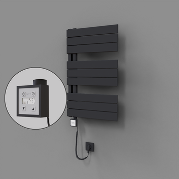 Radiva - Sirius Dekoratif Elektrikli Havlupan 500x800 Koyu Antrasit (KTX3 Termostat) 300W Spiral Kablolu