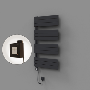 Radiva - Sirius Dekoratif Elektrikli Havlupan 600x1150 Koyu Antrasit (KTX1 Termostat) 600W Spiral Kablolu