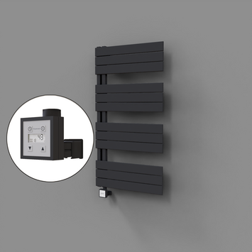 Radiva - Sirius Dekoratif Elektrikli Havlupan 600x1150 Koyu Antrasit (KTX3 Termostat) 600W