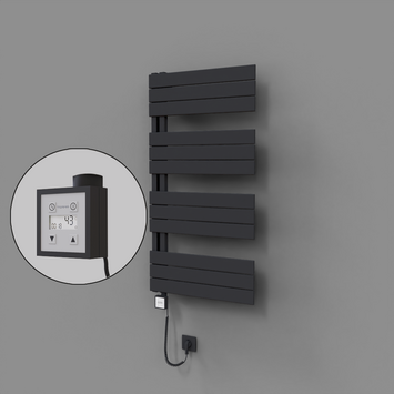Radiva - Sirius Dekoratif Elektrikli Havlupan 600x1150 Koyu Antrasit (KTX3 Termostat) 600W Spiral Kablolu