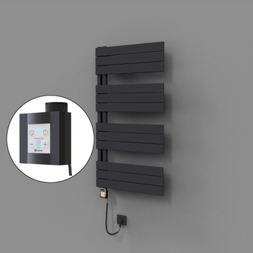 Radiva - Sirius Dekoratif Elektrikli Havlupan 600x1150 Koyu Antrasit (KTX4 Termostat) 600W Spiral Kablolu