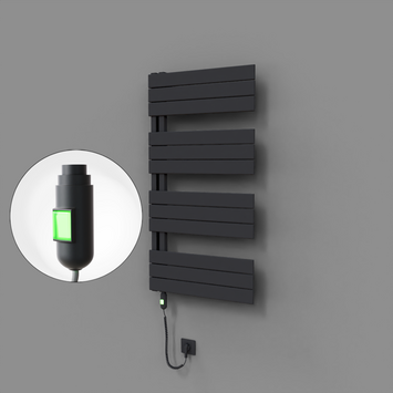 Radiva - Sirius Dekoratif Elektrikli Havlupan 600x1150 Koyu Antrasit (On/Off Düğmeli) 600W