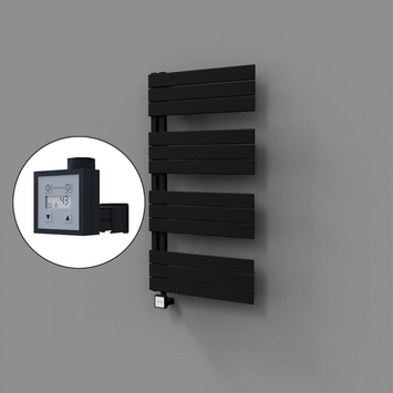 Radiva - Sirius Dekoratif Elektrikli Havlupan 600x1150 Siyah (KTX3 Termostat) 600W