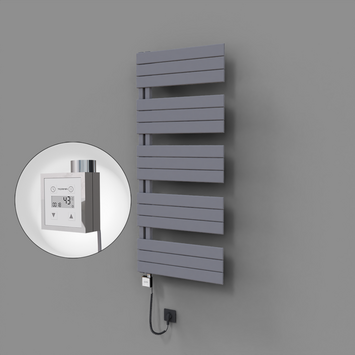 Radiva - Sirius Dekoratif Elektrikli Havlupan 600x1400 Gri (KTX3 Termostat) 1000W Spiral Kablolu