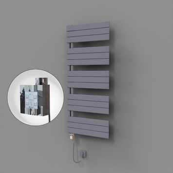 Radiva - Sirius Dekoratif Elektrikli Havlupan 600x1400 Gri (KTX4 Termostat) 1000W Spiral Kablolu