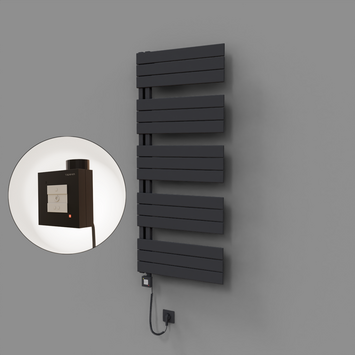 Radiva - Sirius Dekoratif Elektrikli Havlupan 600x1400 Koyu Antrasit (KTX1 Termostat) 1000W Spiral Kablolu
