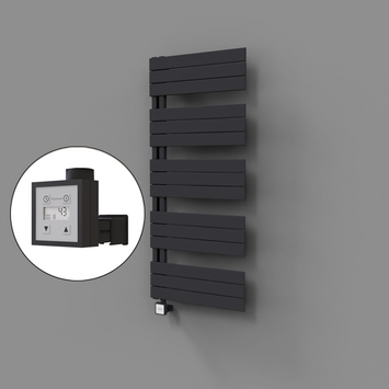 Radiva - Sirius Dekoratif Elektrikli Havlupan 600x1400 Koyu Antrasit (KTX3 Termostat) 1000W