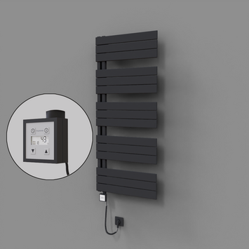 Radiva - Sirius Dekoratif Elektrikli Havlupan 600x1400 Koyu Antrasit (KTX3 Termostat) 1000W Spiral Kablolu