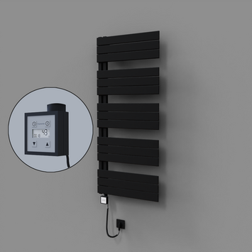 Radiva - Sirius Dekoratif Elektrikli Havlupan 600x1400 Siyah (KTX3 Termostat) 1000W Spiral Kablolu