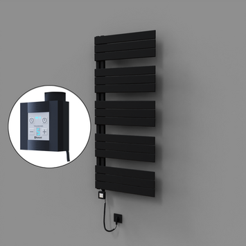 Radiva - Sirius Dekoratif Elektrikli Havlupan 600x1400 Siyah (KTX4 Termostat) 1000W Spiral Kablolu