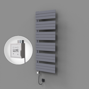 Radiva - Sirius Dekoratif Elektrikli Havlupan 600x1640 Gri (KTX3 Termostat) 1000W Spiral Kablolu