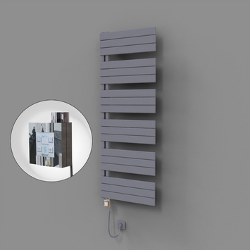 Radiva - Sirius Dekoratif Elektrikli Havlupan 600x1640 Gri (KTX4 Termostat) 1000W Spiral Kablolu