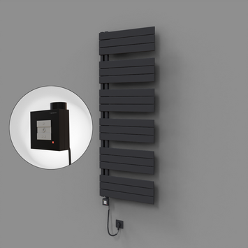 Radiva - Sirius Dekoratif Elektrikli Havlupan 600x1640 Koyu Antrasit (KTX1 Termostat) 1000W Spiral Kablolu