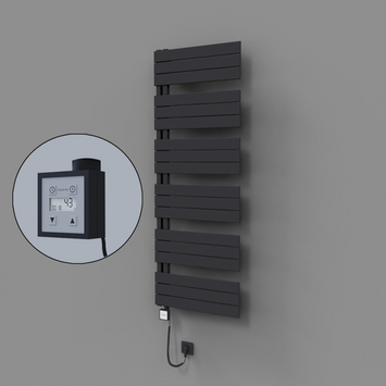 Radiva - Sirius Dekoratif Elektrikli Havlupan 600x1640 Koyu Antrasit (KTX3 Termostat) 1000W Spiral Kablolu