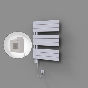 Radiva - Sirius Dekoratif Elektrikli Havlupan 600x800 Beyaz (KTX1 Termostat) 600W Spiral Kablolu