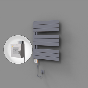 Radiva - Sirius Dekoratif Elektrikli Havlupan 600x800 Gri (KTX1 Termostat) 600W Spiral Kablolu