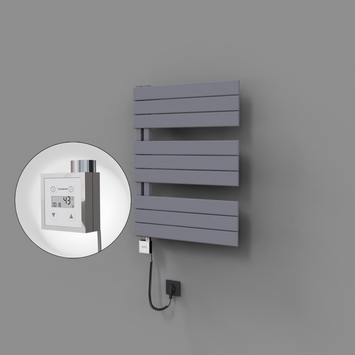 Radiva - Sirius Dekoratif Elektrikli Havlupan 600x800 Gri (KTX3 Termostat) 600W Spiral Kablolu