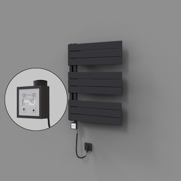 Radiva - Sirius Dekoratif Elektrikli Havlupan 600x800 Koyu Antrasit (KTX3 Termostat) 600W Spiral Kablolu
