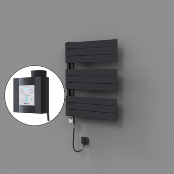 Radiva - Sirius Dekoratif Elektrikli Havlupan 600x800 Koyu Antrasit (KTX4 Termostat) 600W Spiral Kablolu