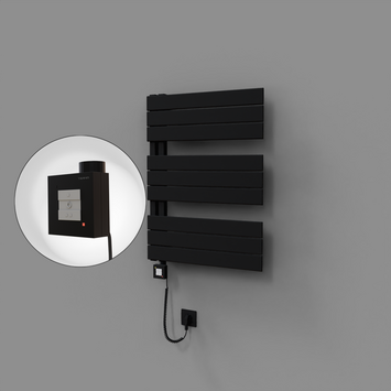 Radiva - Sirius Dekoratif Elektrikli Havlupan 600x800 Siyah (KTX1 Termostat) 600W Spiral Kablolu