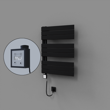 Radiva - Sirius Dekoratif Elektrikli Havlupan 600x800 Siyah (KTX3 Termostat) 600W Spiral Kablolu