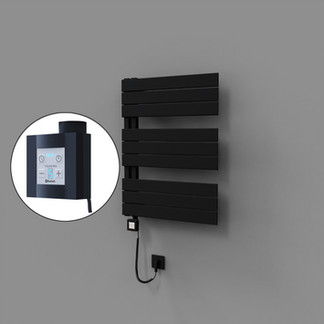 Radiva - Sirius Dekoratif Elektrikli Havlupan 600x800 Siyah (KTX4 Termostat) 600W Spiral Kablolu
