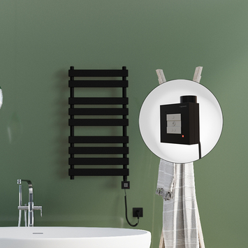 Radiva - Tahiti Electric Towel Warmer 500x1300 Matte Black Ktx1 600 W (Spiral Cable)