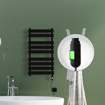 Radiva - Tahiti Electric Towel Warmer 500x1300 Matte Black (On/Off) 600 W
