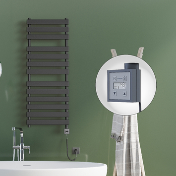 Radiva - Tahiti Sèche Serviettes Electrique 500x950 Anthracite Ktx3 600 Watt Câble en spirale