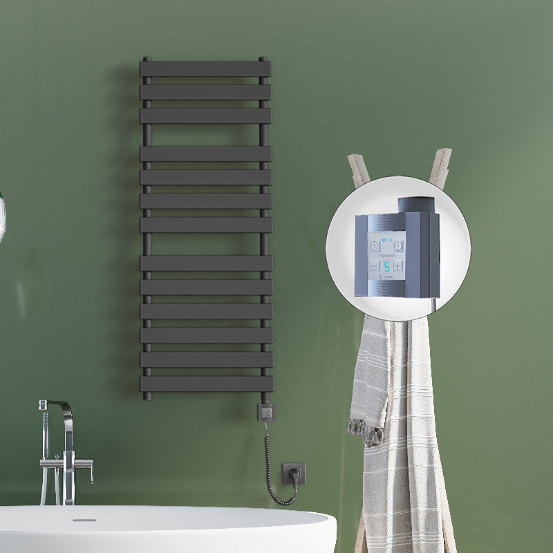 Tahiti Sèche Serviettes Electrique 500x950 Anthracite Ktx4 600 Watt Câble en spirale