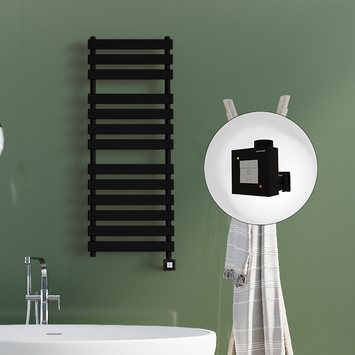 Radiva - Tahiti Electric Towel Warmer 500x950 Matte Black Ktx1 300 W Radiva - Tahiti Electric Towel Warmer 500x950 Matte Black Ktx1 300 W