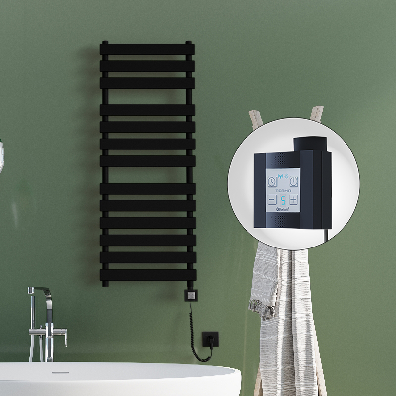 Tahiti Sèche Serviettes Electrique 500x950 Noir mat Ktx4 600 Watt Câble en spirale