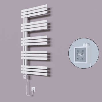 Radiva - Thames Dekoratif Elektrikli Havlupan 500x1200 Beyaz (KTX3 Termostat) 600W Spiral Kablolu