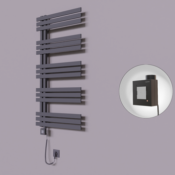 Radiva - Thames Dekoratif Elektrikli Havlupan 500x1200 Koyu Antrasit (KTX1 Termostat) 600W Spiral Kablolu