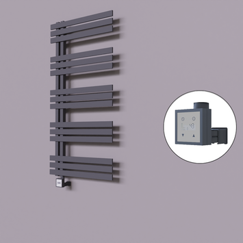 Radiva - Thames Dekoratif Elektrikli Havlupan 500x1200 Koyu Antrasit (KTX3 Termostat) 600W