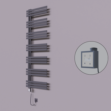 Radiva - Thames Dekoratif Elektrikli Havlupan 500x1800 Koyu Antrasit (KTX3 Termostat) 1000W Spiral Kablolu