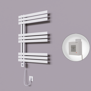 Radiva - Thames Dekoratif Elektrikli Havlupan 500x800 Beyaz (KTX1 Termostat) 300W Spiral Kablolu