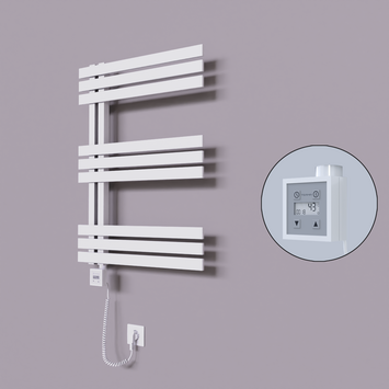 Radiva - Thames Dekoratif Elektrikli Havlupan 500x800 Beyaz (KTX3 Termostat) 300W Spiral Kablolu