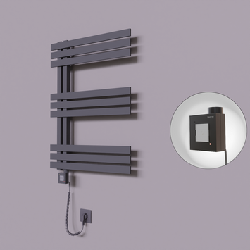 Radiva - Thames Dekoratif Elektrikli Havlupan 500x800 Koyu Antrasit (KTX1 Termostat) 300W Spiral Kablolu