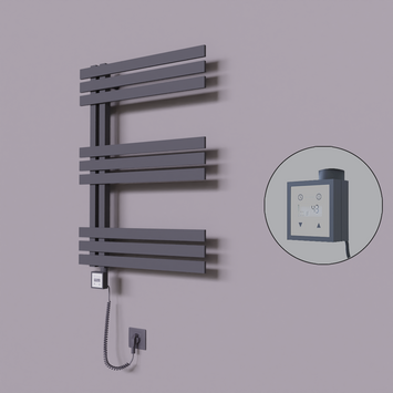 Radiva - Thames Dekoratif Elektrikli Havlupan 500x800 Koyu Antrasit (KTX3 Termostat) 300W Spiral Kablolu