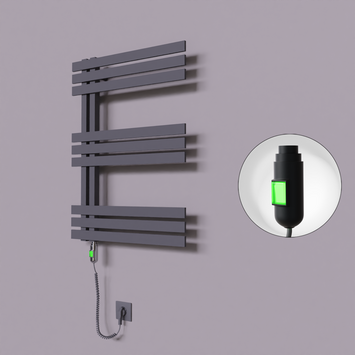Radiva - Thames Dekoratif Elektrikli Havlupan 500x800 Koyu Antrasit (On/Off Düğmeli) 300W