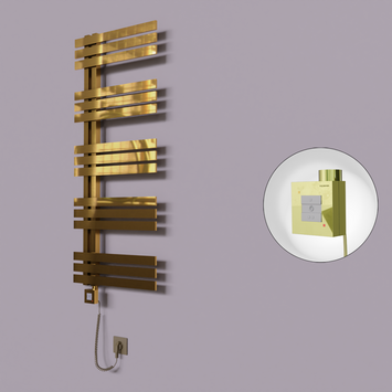Radiva - Thames Dekoratif Elektrikli Havlupan 600x1200 Altın (KTX1 Termostat) 300W Spiral Kablolu