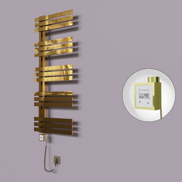 Radiva - Thames Dekoratif Elektrikli Havlupan 600x1200 Altın (KTX3 Termostat) 300W Spiral Kablolu