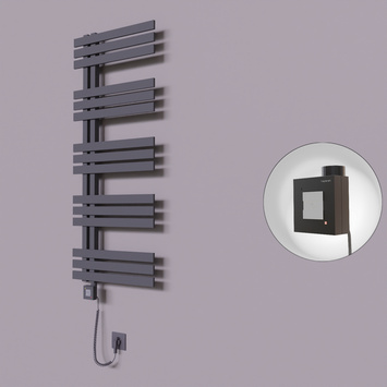 Radiva - Thames Dekoratif Elektrikli Havlupan 600x1200 Koyu Antrasit (KTX1 Termostat) 600W Spiral Kablolu