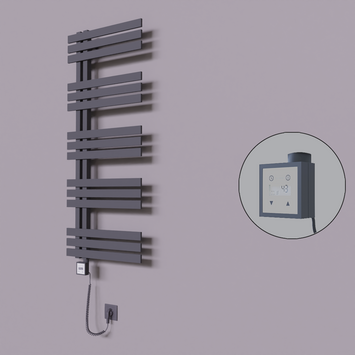 Radiva - Thames Dekoratif Elektrikli Havlupan 600x1200 Koyu Antrasit (KTX3 Termostat) 600W Spiral Kablolu