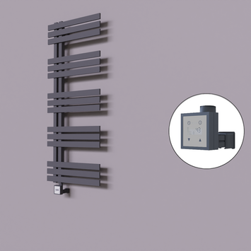 Radiva - Thames Dekoratif Elektrikli Havlupan 600x1200 Koyu Antrasit (KTX3 Termostat) 600W